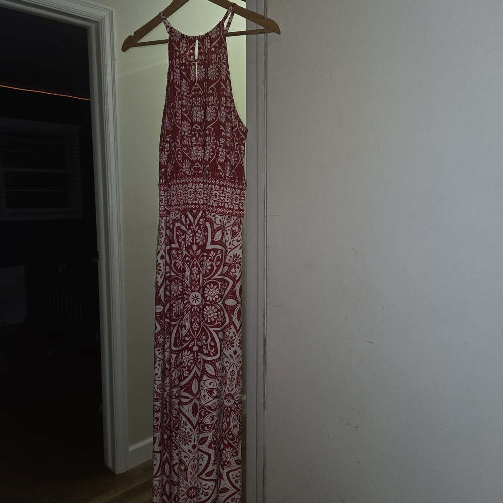 London Times Red and White Maxi Dress
